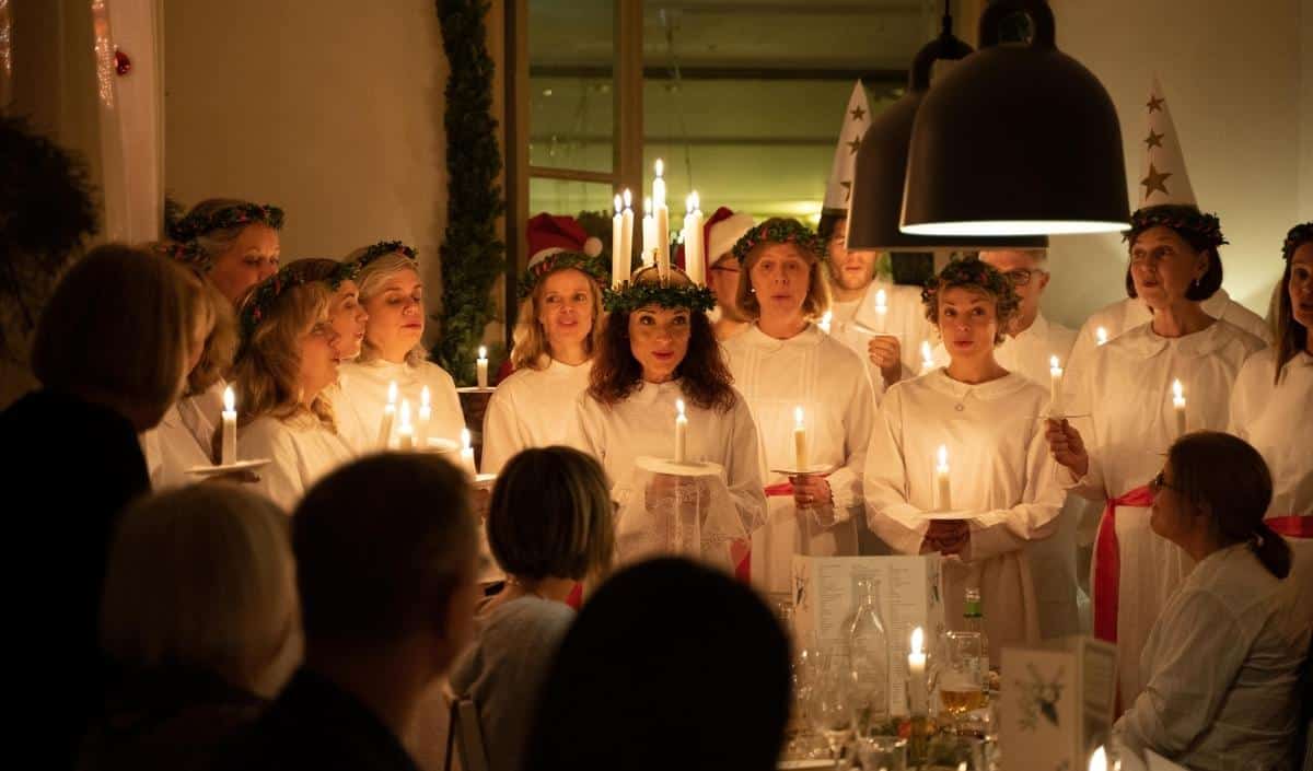 luciatåg på Ulriksdals Värdshus julbord